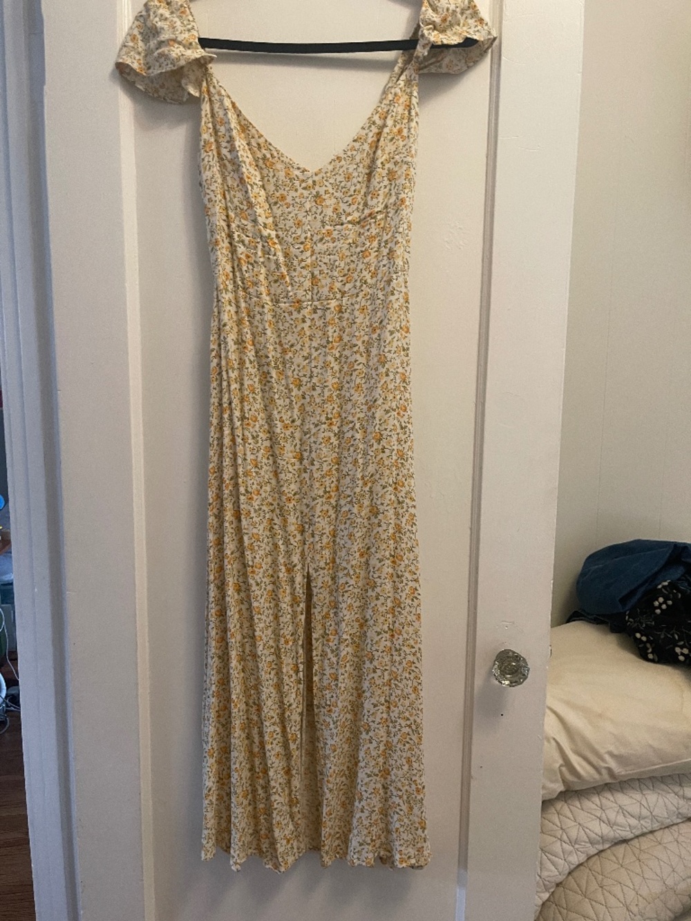 Reformation yellow flower midi dress
